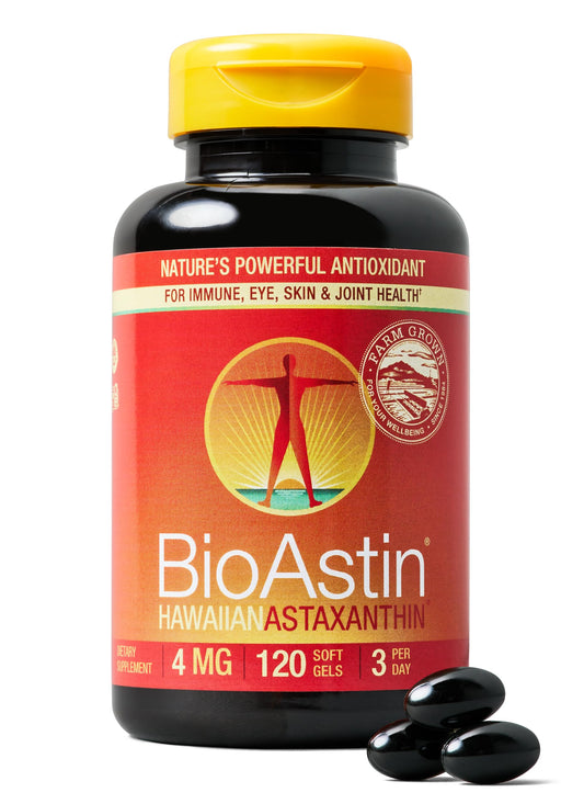 Nutrex BioAstin Hawaiian Astaxanthin bottle with 120 softgels