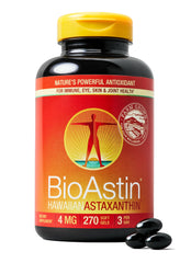 Front view of BioAstin Hawaiian Astaxanthin 4mg 270 softgels bottle