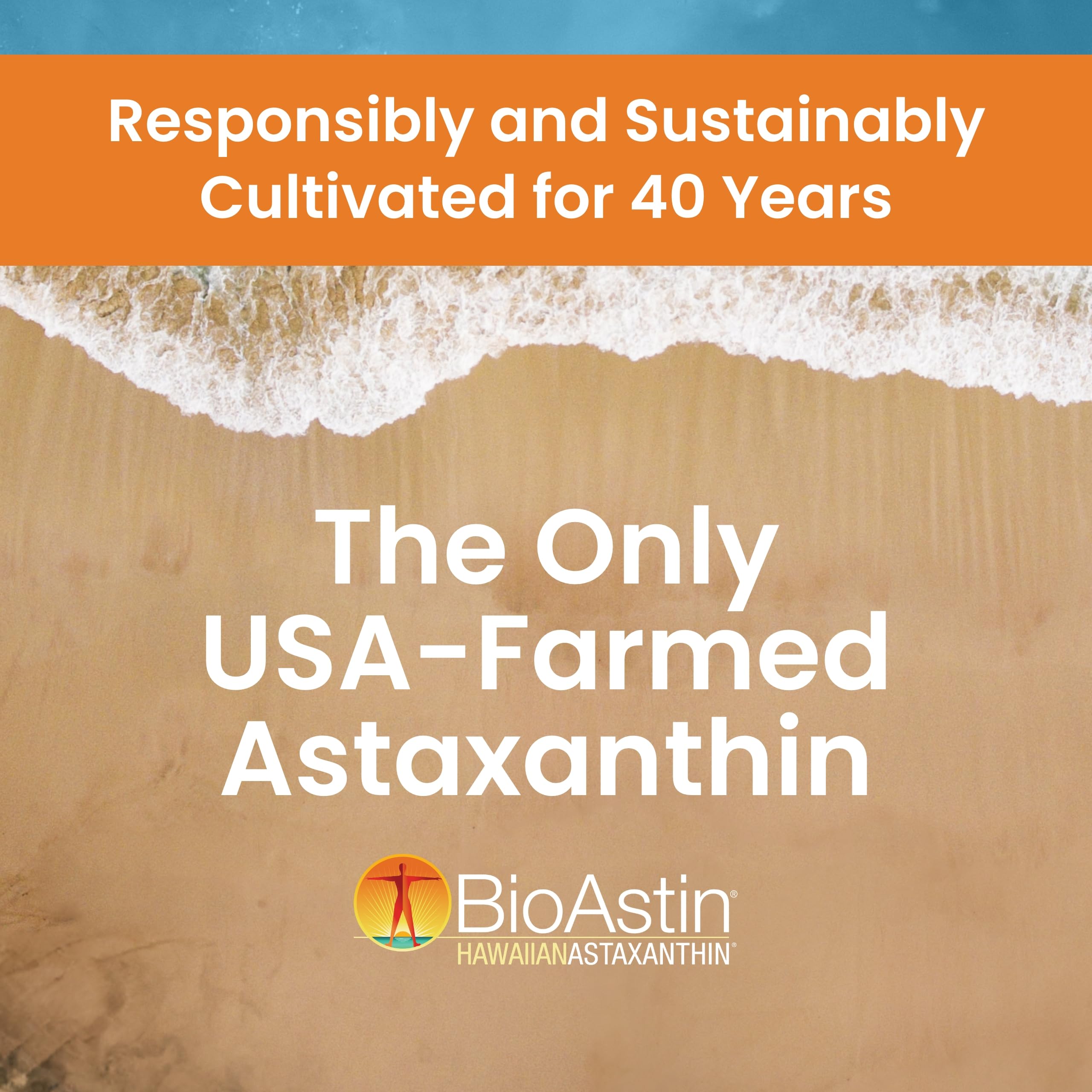 Vegan, non-GMO, gluten-free BioAstin labeling and certifications.