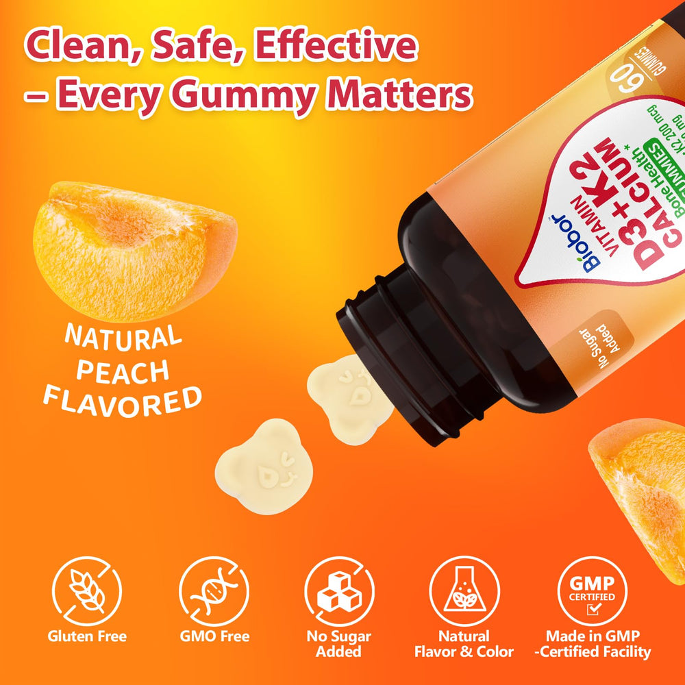 Front view of Biobor D3 K2 Calcium Gummies package