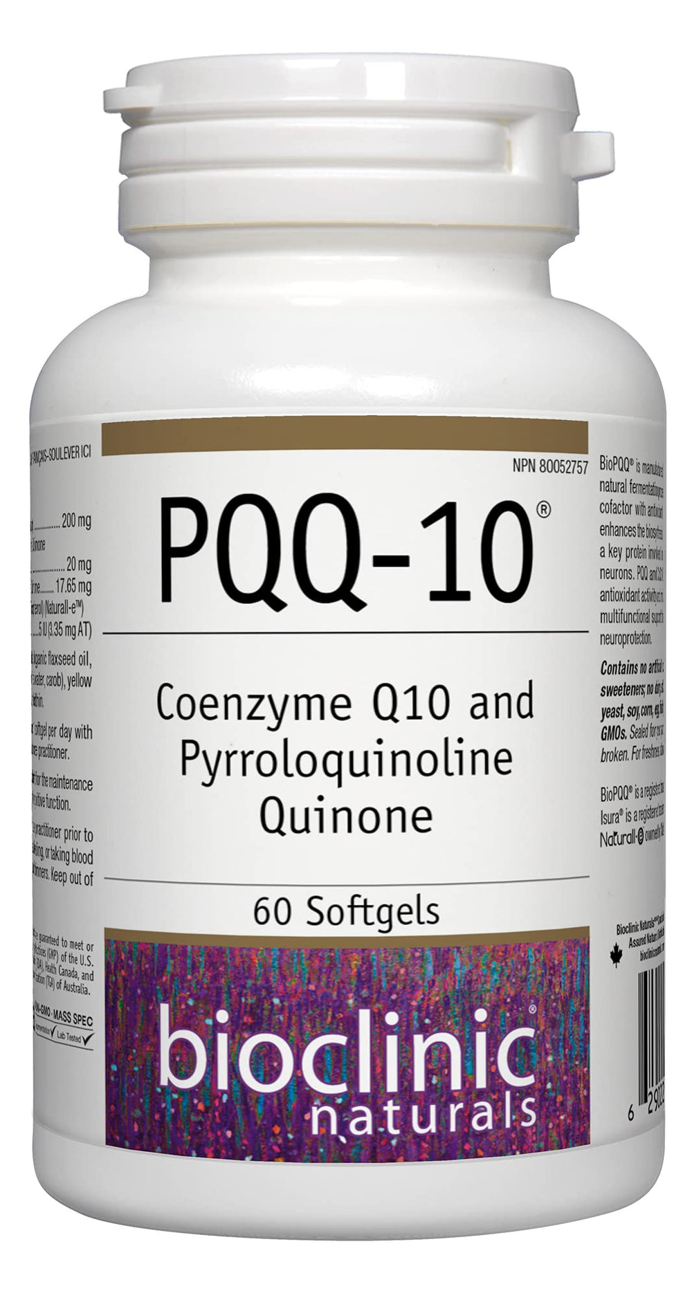 Bioclinic Naturals CerebroVital PQQ-10 bottle with 60 softgels