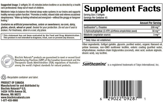 Close-up of Somno-Pro ingredients: Melatonin, 5-HTP and L-Theanine