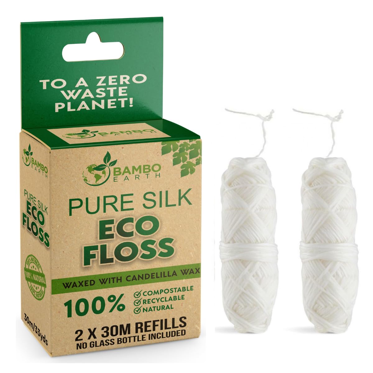 Biodegradable mint dental floss spool
