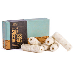 Biodegradable silk dental floss refill six-pack with spools