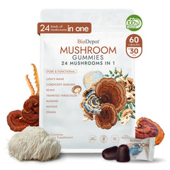 Biodepot 24 in 1 Mushroom Gummies bottle label