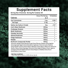 Close-up of mushroom blend ingredients in gummies