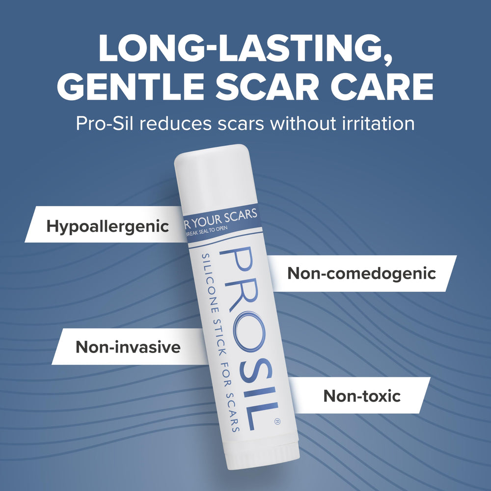 Close-up of Vitamin E enriched ProSIL Scar Stick formula.
