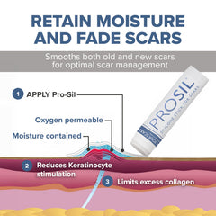 Detail shot of a treated scar area using ProSIL silicone scar stick.