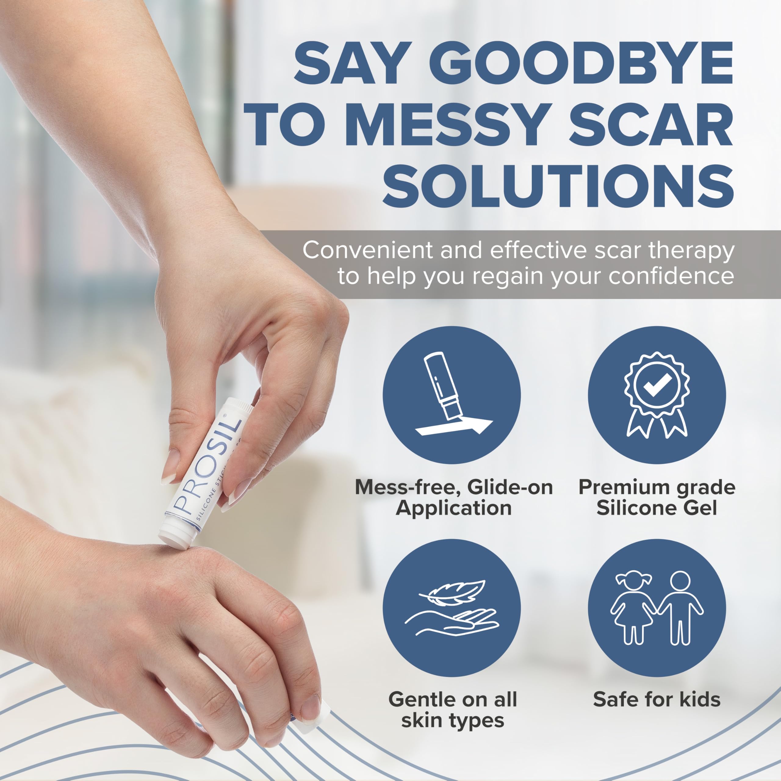 BIODERMIS PROSIL-stick compact design enables precise glide-on scar care.