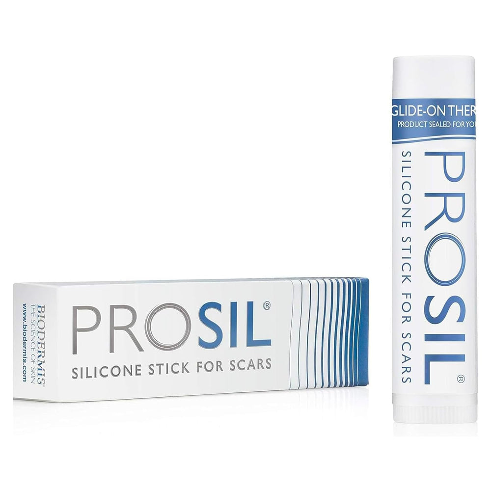 BIODERMIS PROSIL scar stick packaging shows compact, mess-free design for on-the-go therapy.