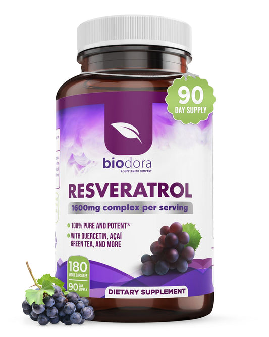 Biodora Resveratrol 1600mg bottle front view