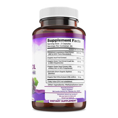 Ingredients panel for Biodora Resveratrol 1600mg