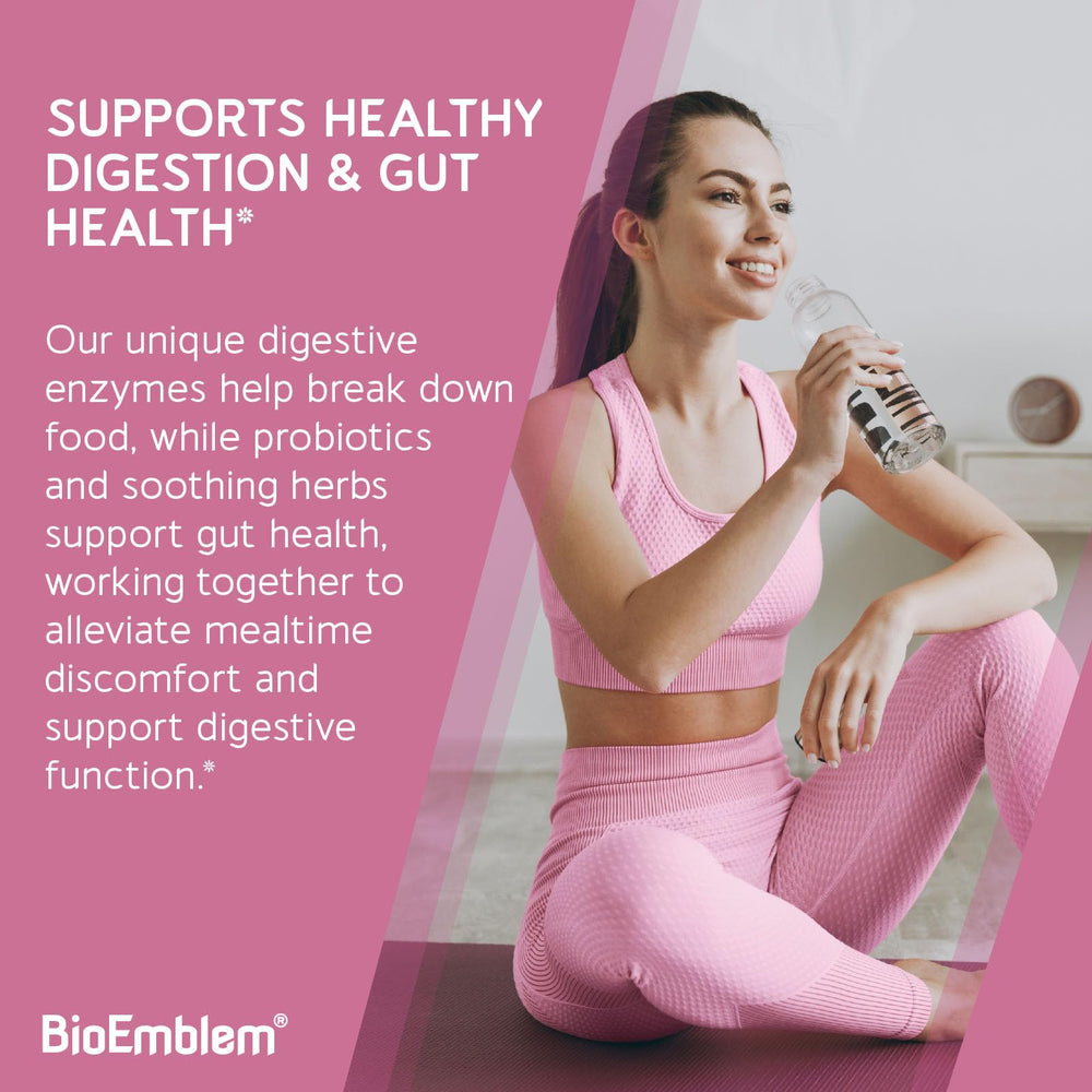 Product label highlighting 10 enzymes and 1B CFU probiotics