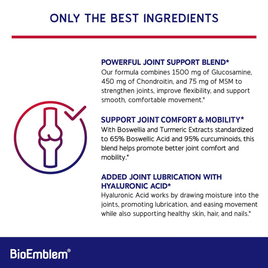 Boswellia, Turmeric and Hyaluronic Acid ingredients for joint health