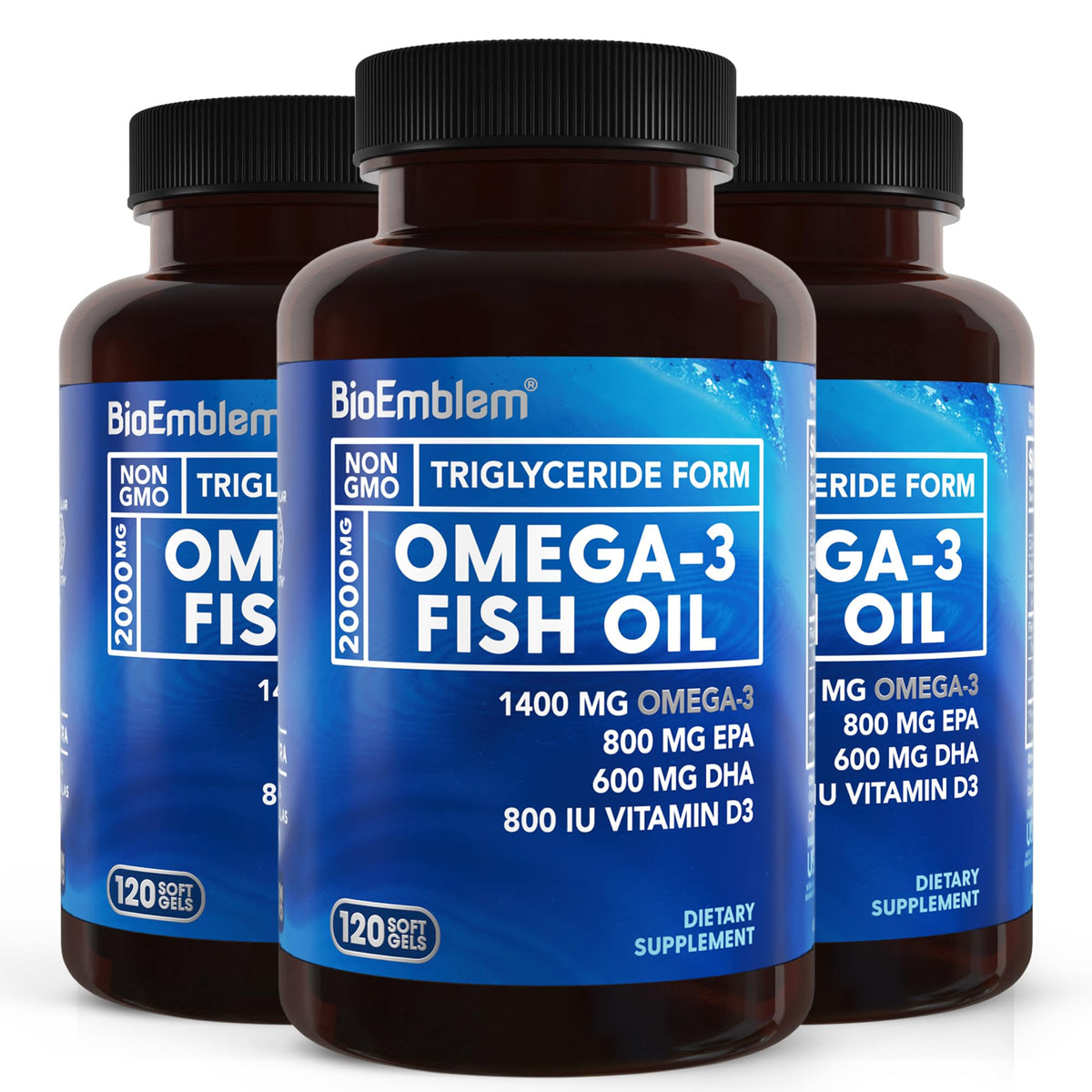BioEmblem Omega-3 2000mg softgels front label