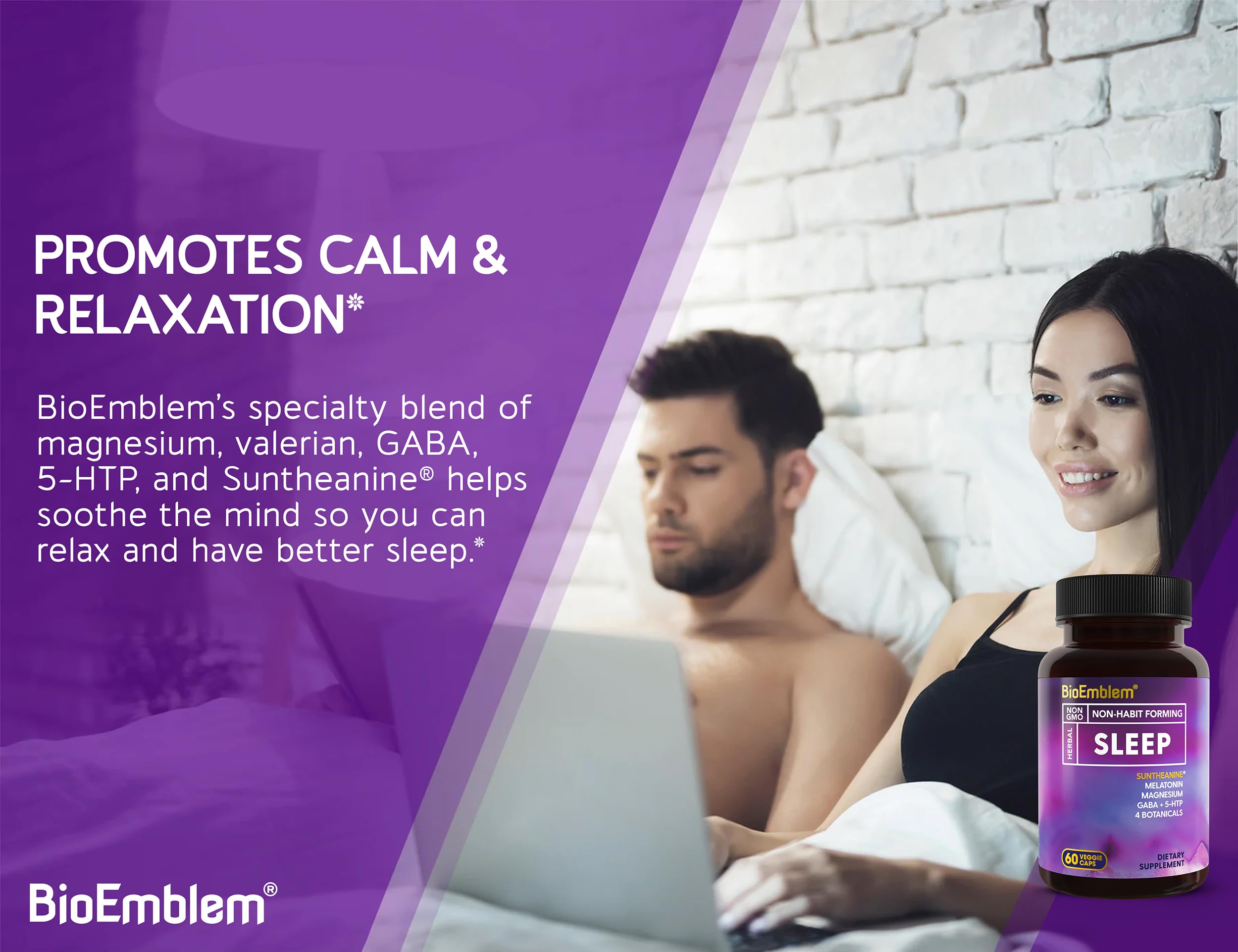 Valerian root, chamomile, and lemon balm illustration on bottle label