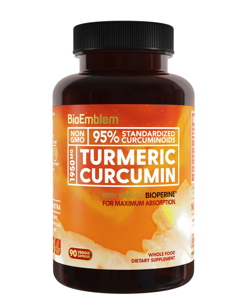 BioEmblem Turmeric Curcumin bottle with BioPerine - 30 day supply