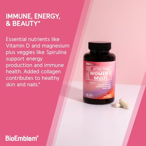 Label showing vitamins and minerals on BioEmblem bottle