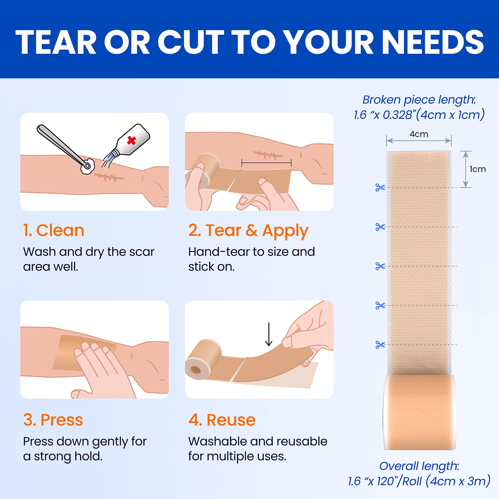 Bioemmalab silicone scar sheets easy-to-remove design supports gentle post-surgery care.