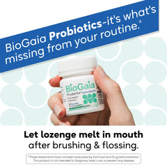 BioGaia logo and Prodentis Fresh Breath branding