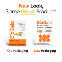 BioGaia Protectis chewable tablet for kids supports occasional digestive upset with lemon-lime flavor.