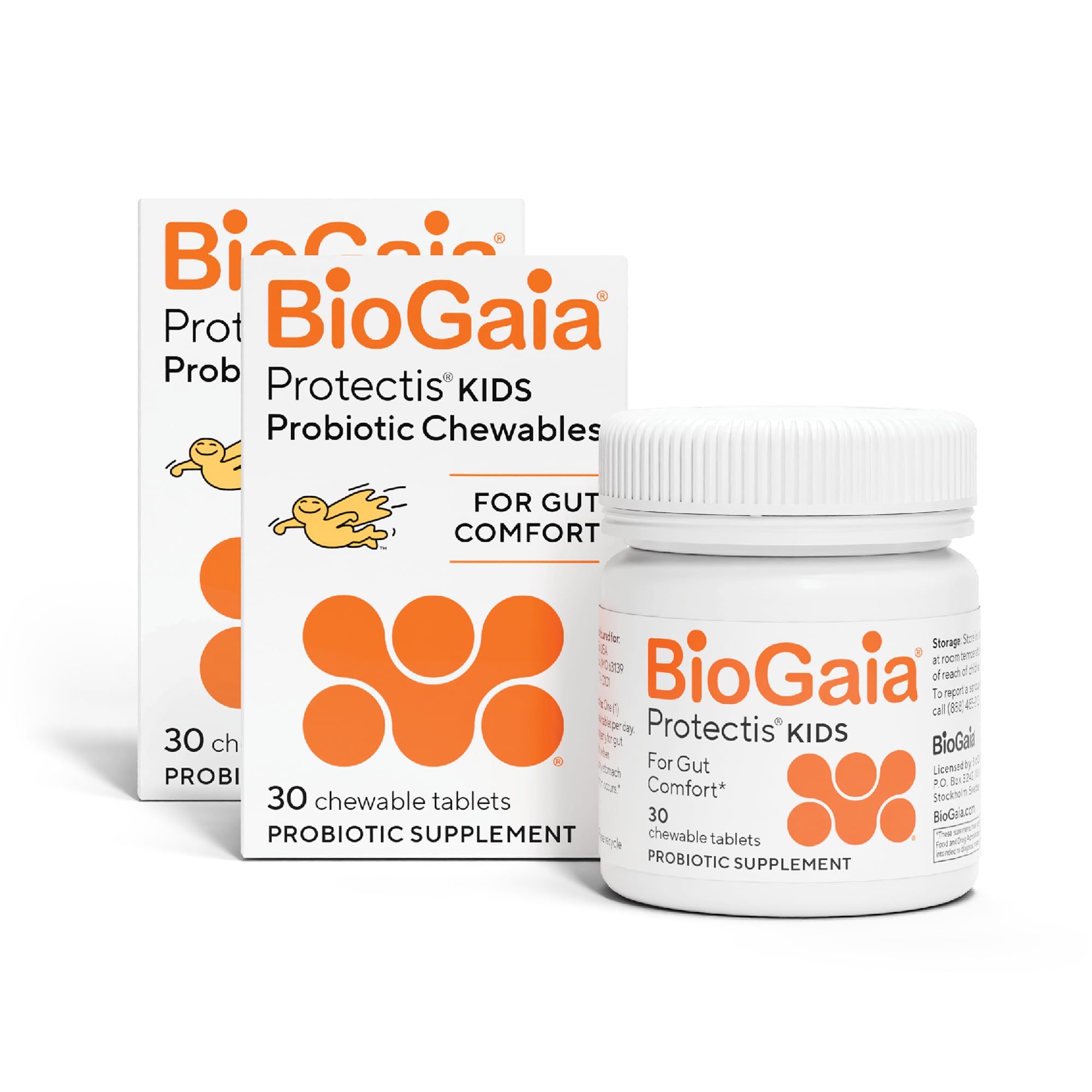 BioGaia Protectis chewable tablet for toddlers promoting digestive comfort.