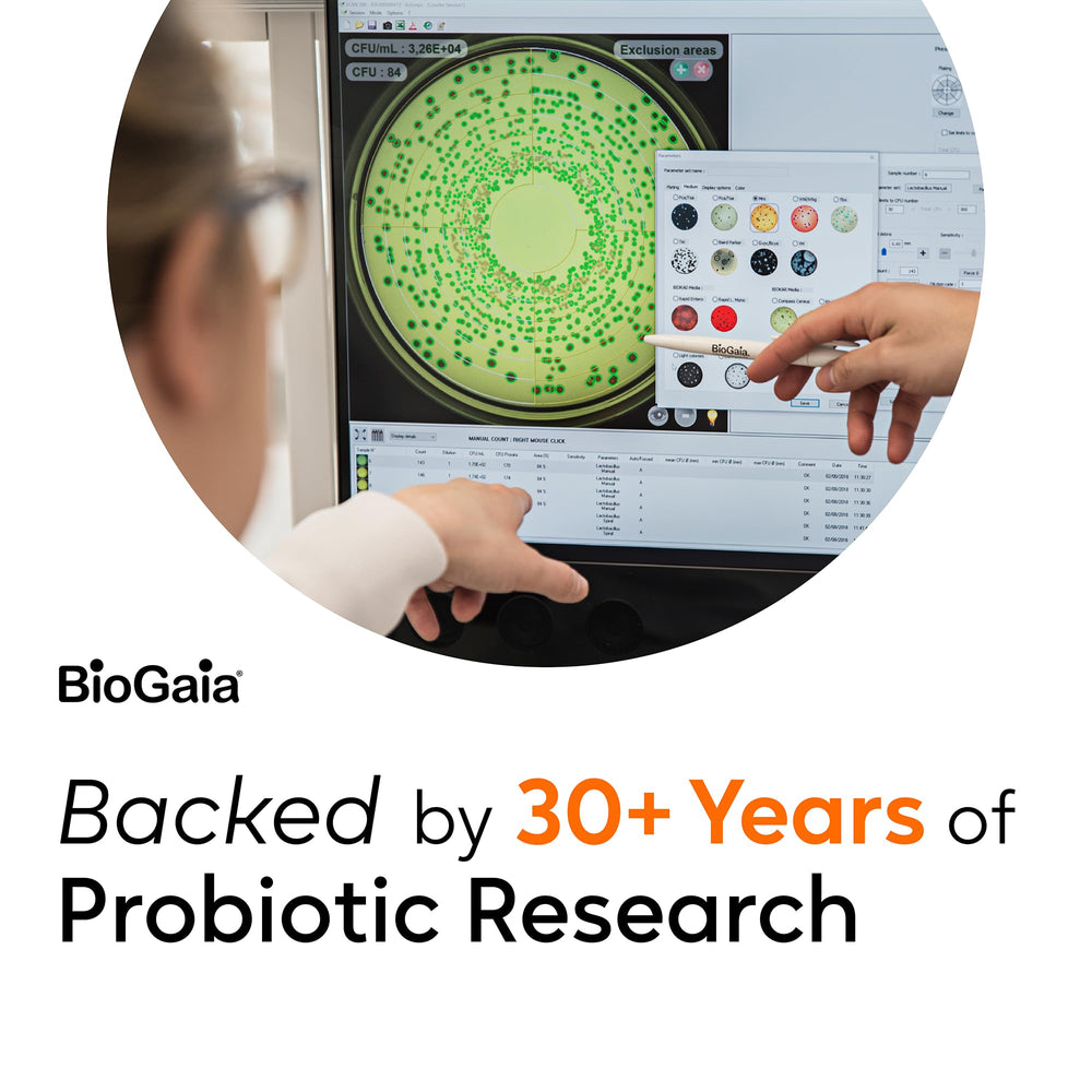 Prenatal BioGaia Protectis label indicating guidance for expecting mothers.