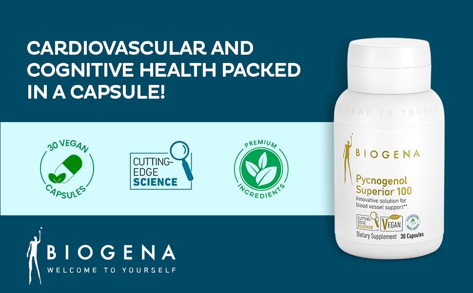Label detailing ingredients and benefits of Pycnogenol 100 mg Gold