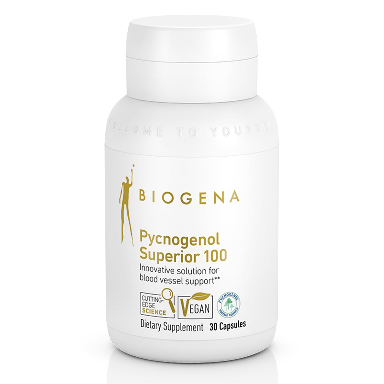 Biogena Pycnogenol 100 mg Gold bottle with pine bark extract label
