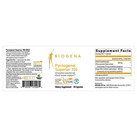 Capsules of Pycnogenol 100 mg Gold with pine bark extract
