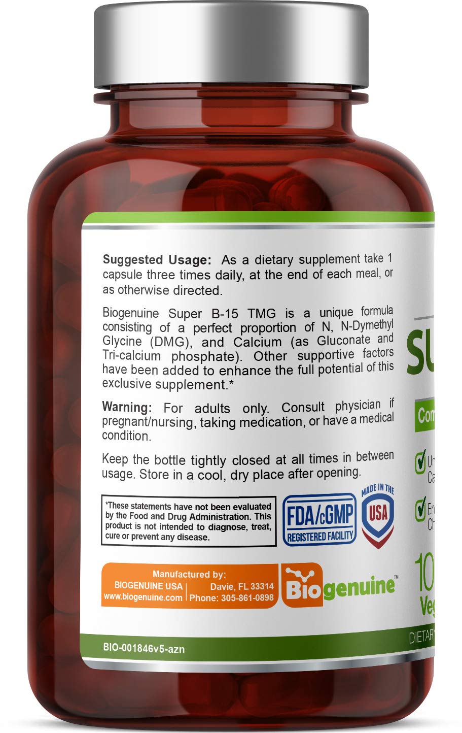 Biogenuine Super B-15 product label