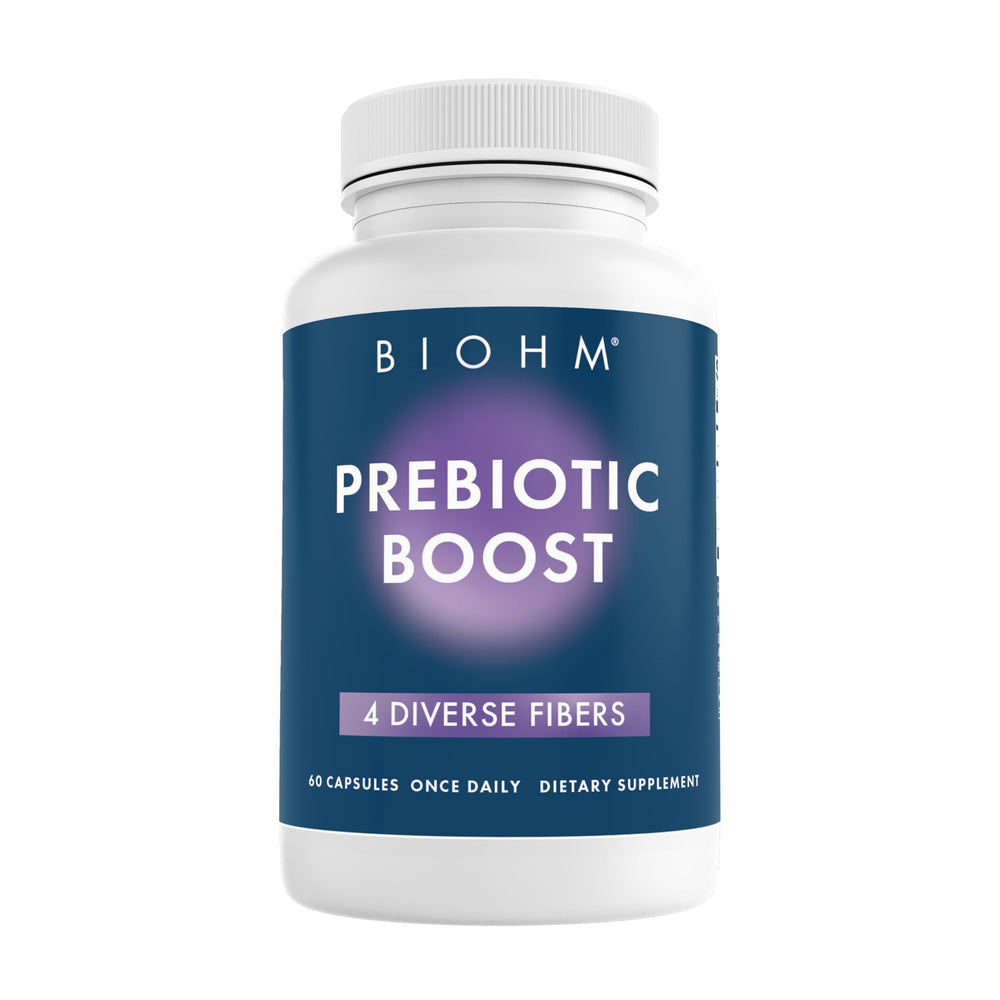 BIOHM Prebiotic Fiber Supplement bottle with capsules