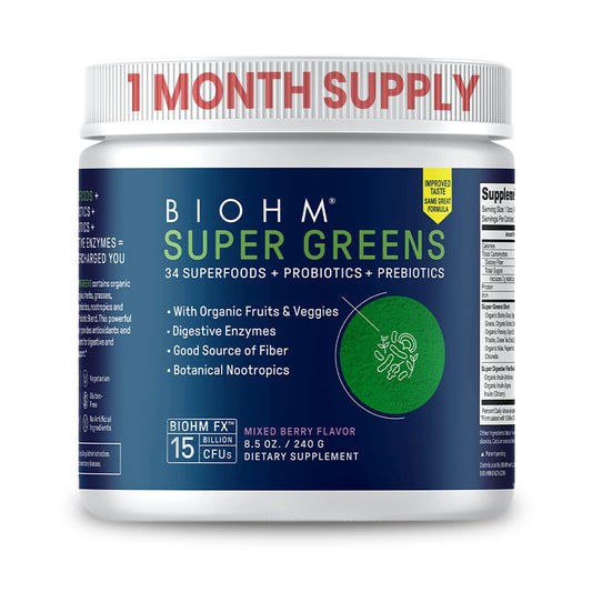 Front label of BIOHM Super Greens container