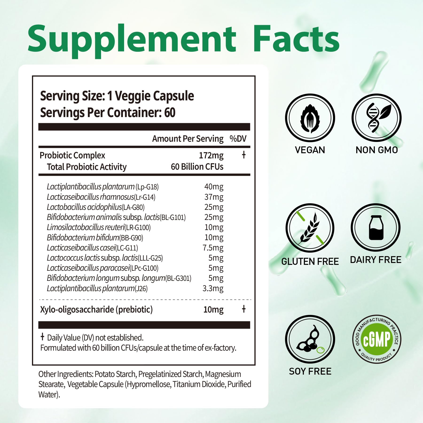 Close-up of BioJhchang Probiotics capsules