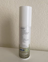 Back label with directions and ingredients on the 3oz bottle