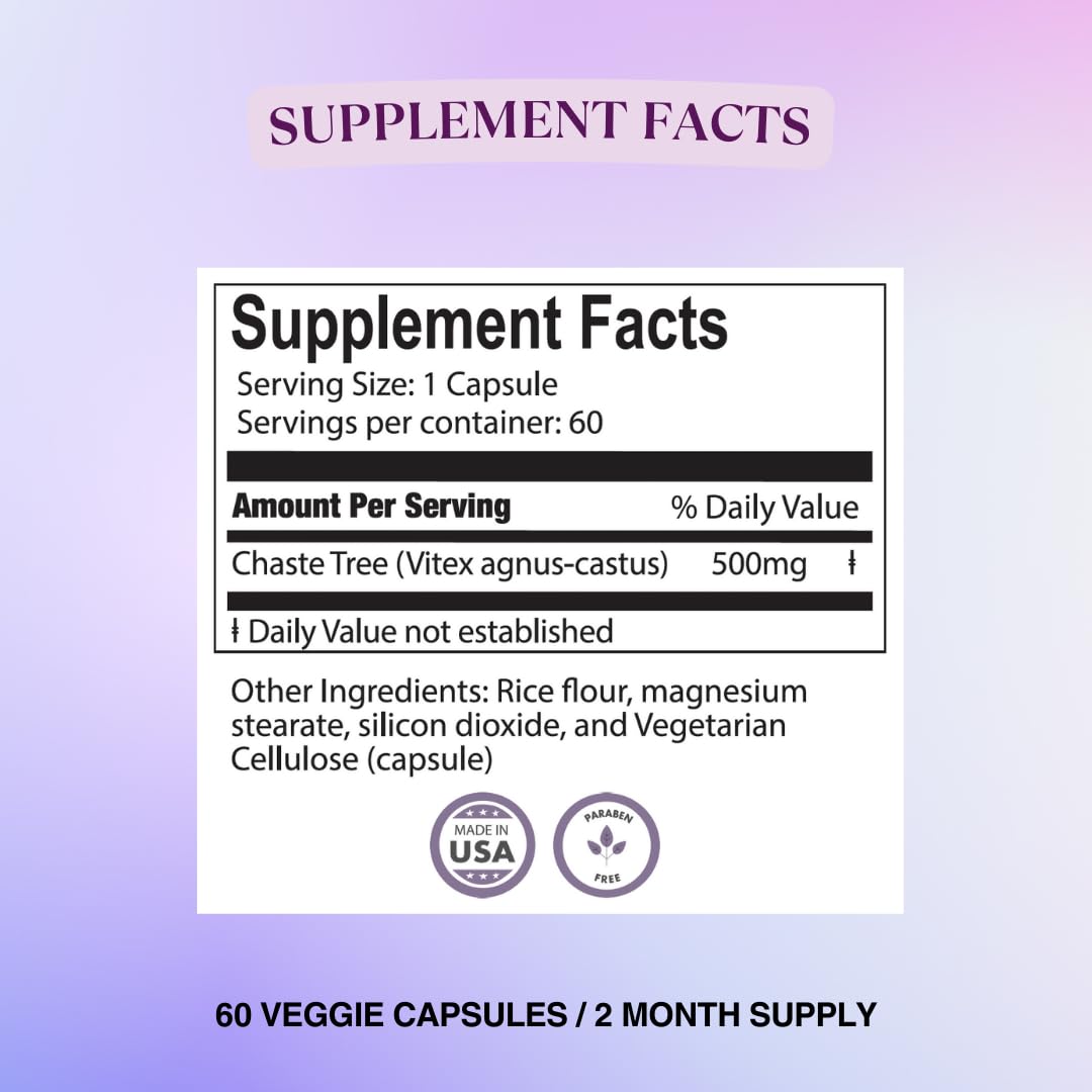 Close-up of Vitex Chasteberry capsules (500mg)
