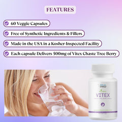 Front packaging and bottle label of BIOLABS PRO Vitex Chasteberry 500mg
