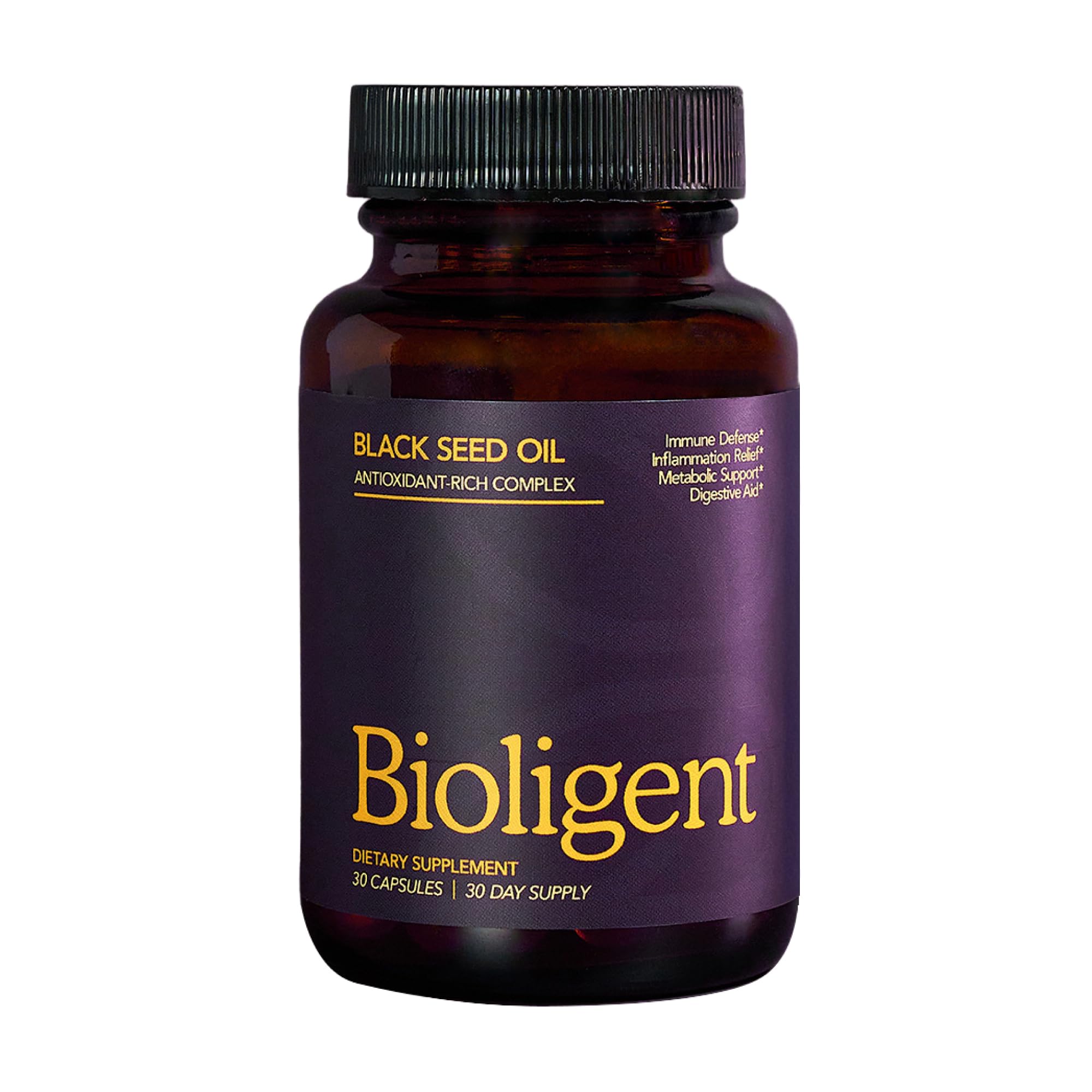 BIOLIGENT Black Seed Oil Capsules bottle and capsules close-up