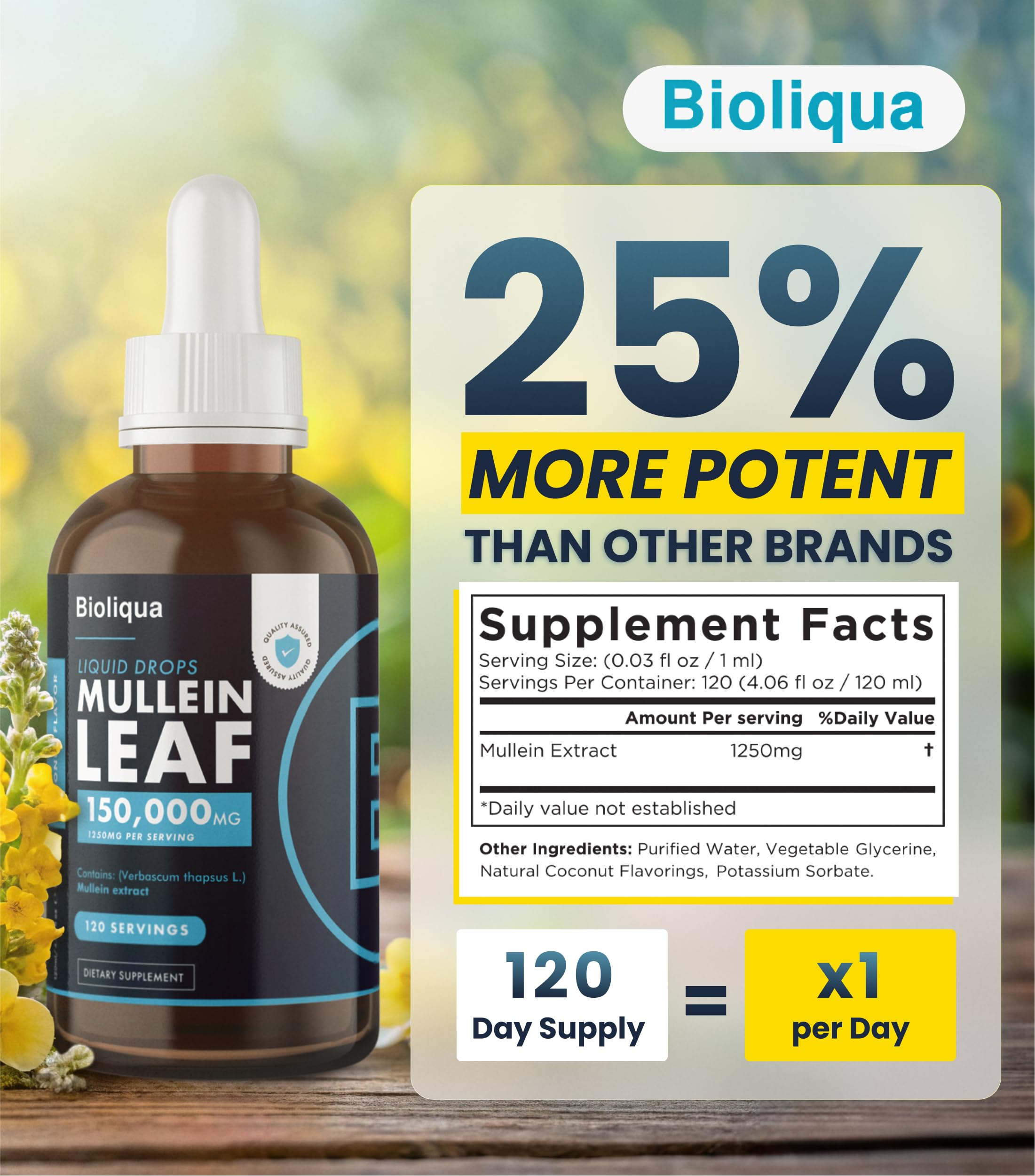 Label showing 120 servings per bottle
