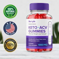 Vegan, non-GMO, gluten-free Biolyfe Keto + ACV gummies packaging