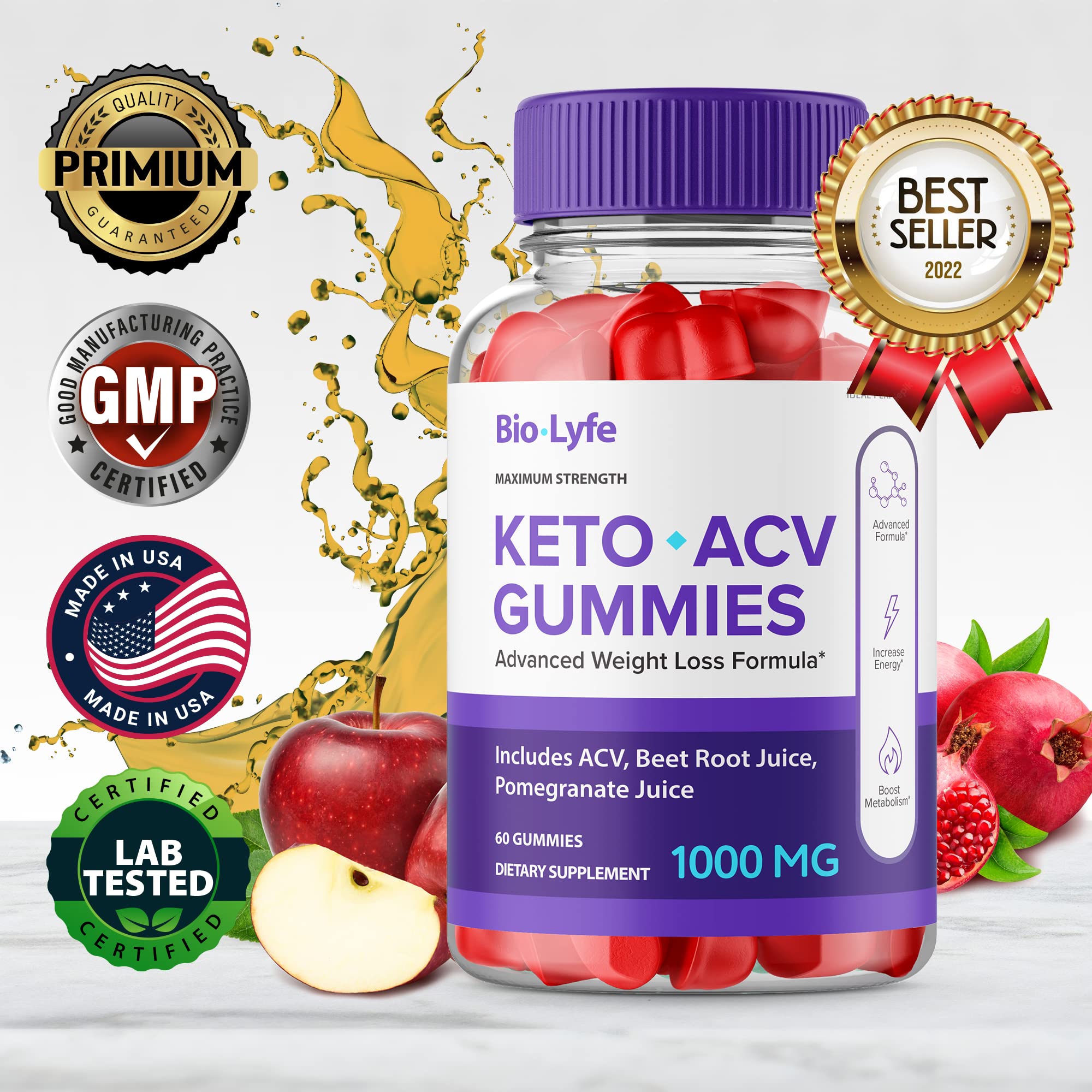 Gummy vitamins serving with ingredient highlights