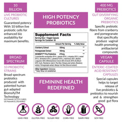 Close up of enteric coated vegan capsules designed for women's health