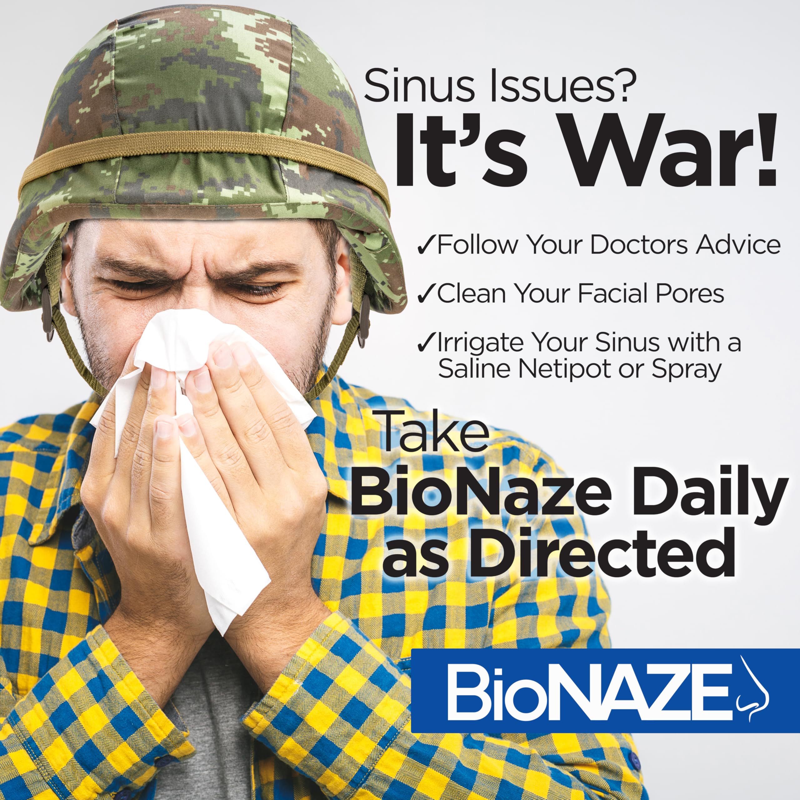 Bionaze label close-up showing BLIS strains powering a healthy mouth microbiome