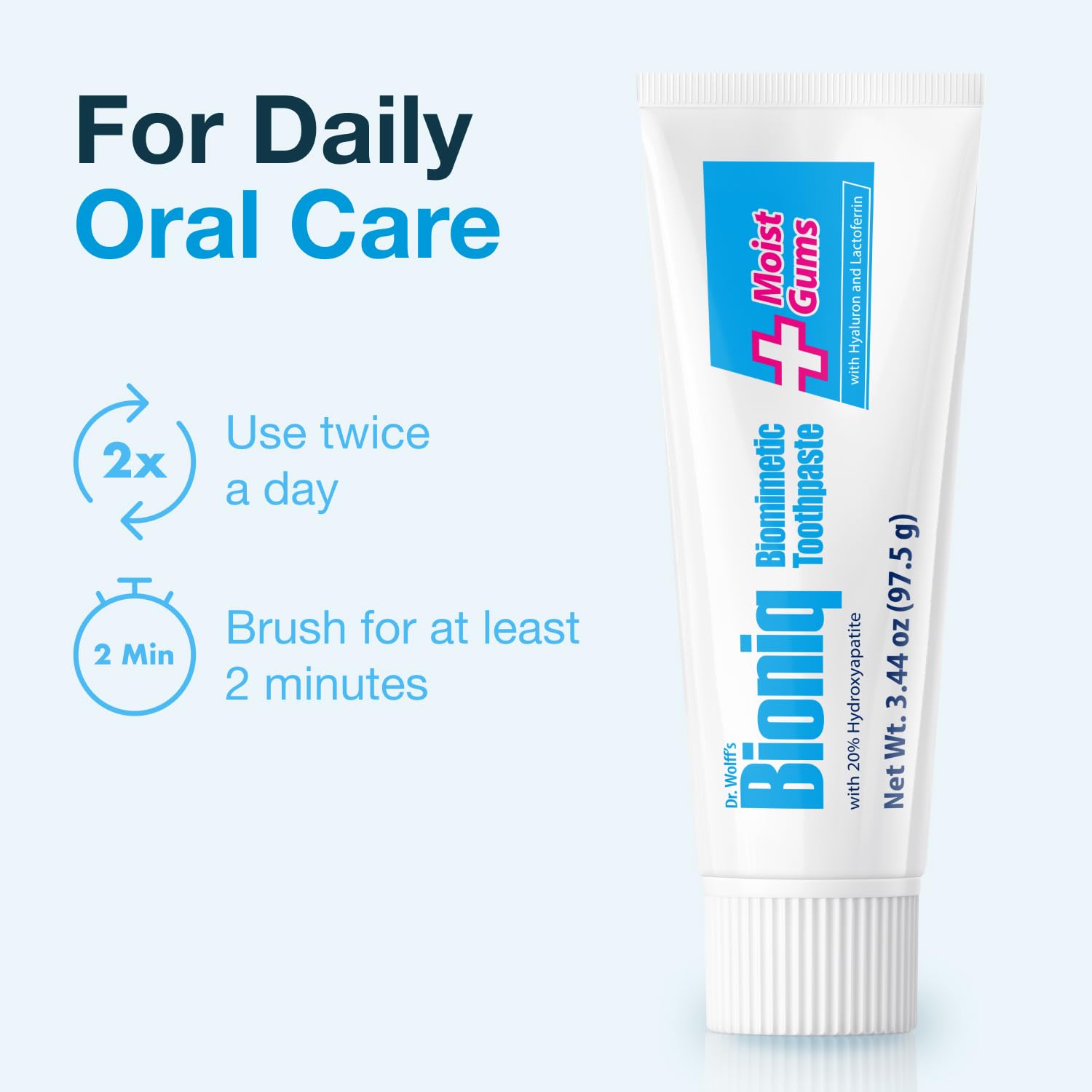 Three-pack of Bioniq Plus toothpaste displayed together