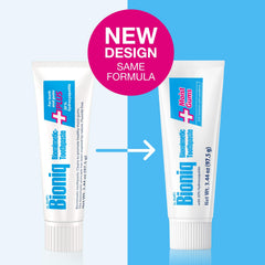 Brand name Bioniq Plus on toothpaste tube