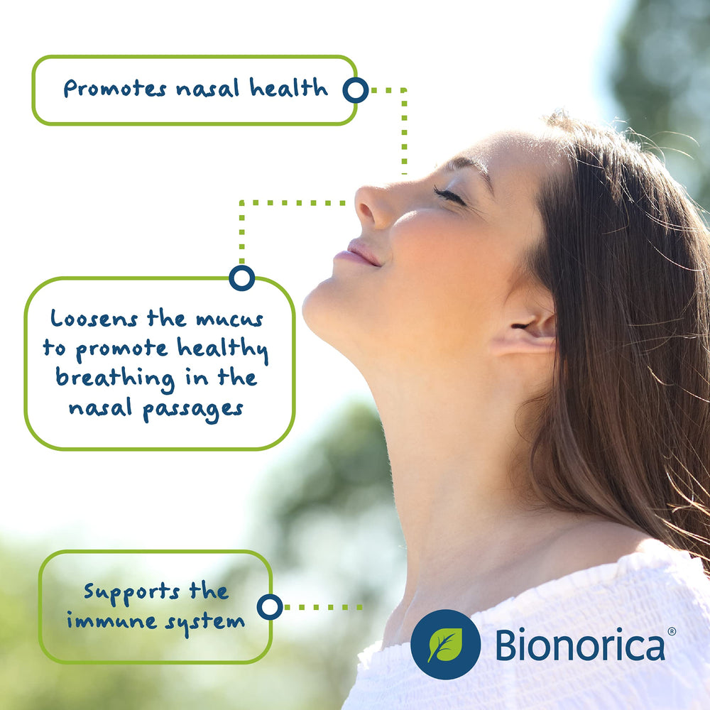 Bionorica Sinupret adult strength bottle label detail emphasizing herbal sinus relief