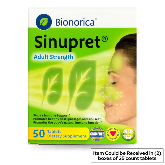 Sinupret tablets close-up highlighting herbal ingredients for nasal passage support