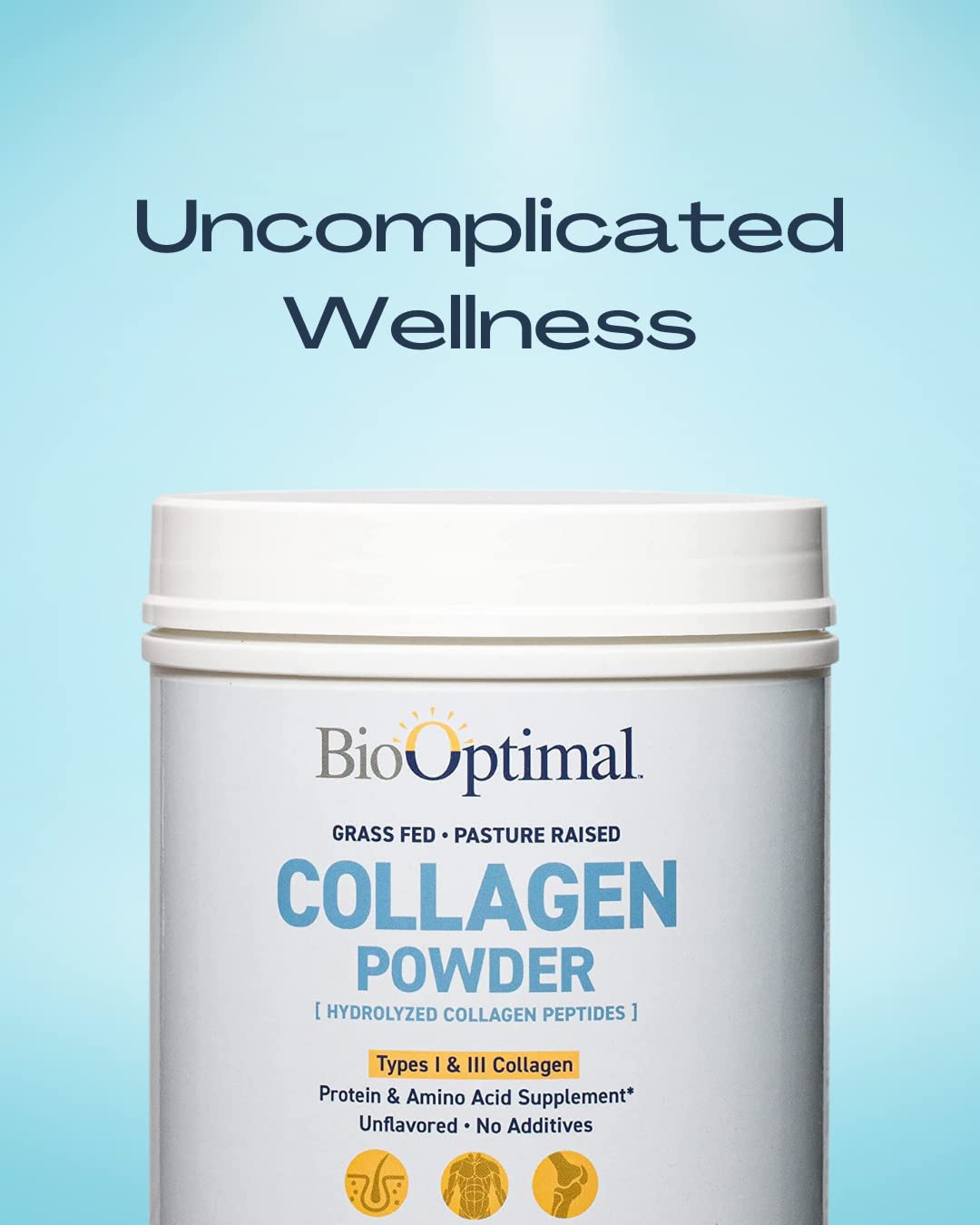 Scoop of BioOptimal collagen peptides powder