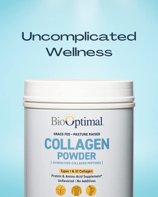 Scoop of BioOptimal collagen peptides powder