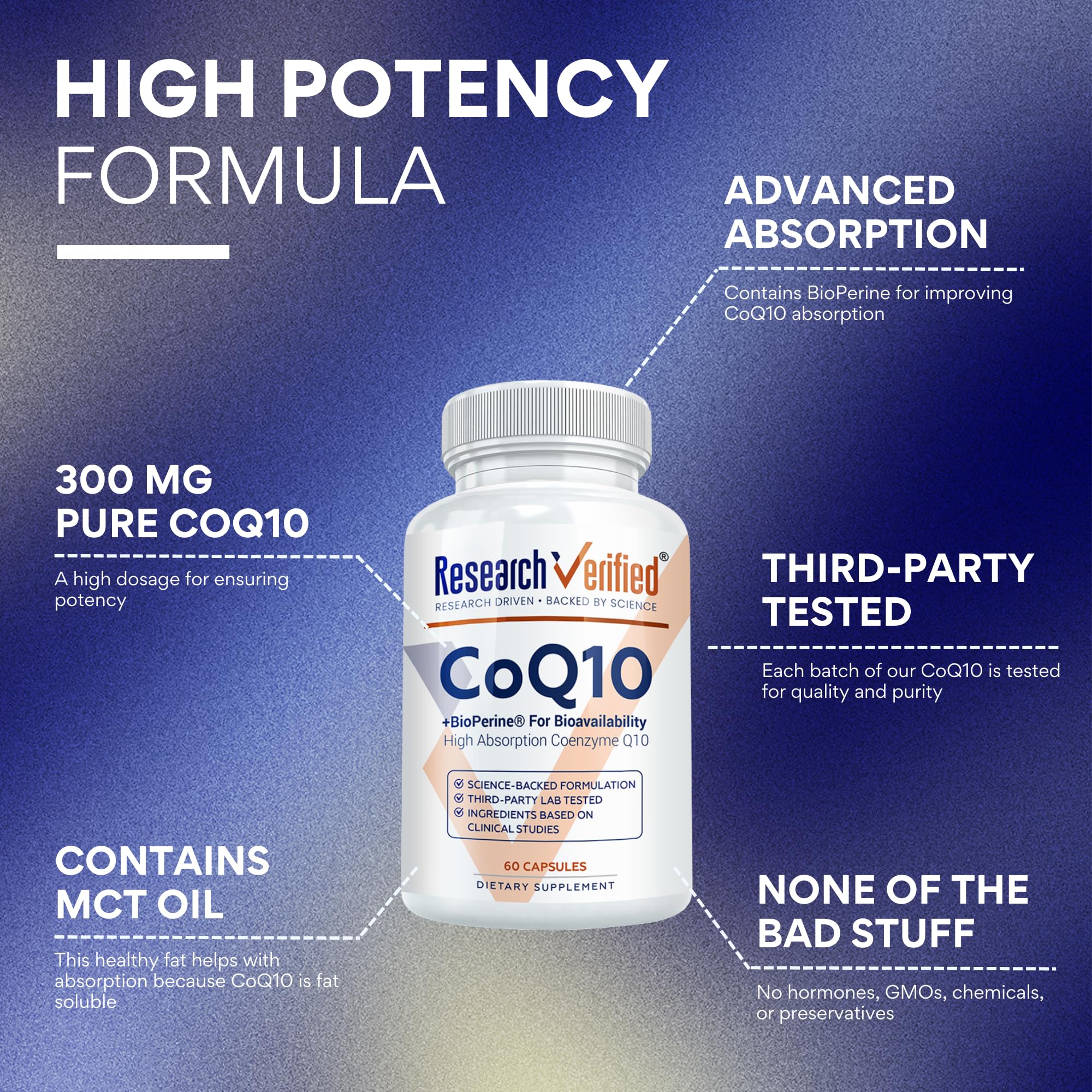 Bioperine on the label highlights enhanced absorption potential.